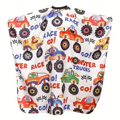 1pc Cartoon Hair Cutting Cape, Dinosaur/Car/Bear Funny Pattern Hairdressing Apron, Salon Hair Cutting Cloth, Anti-Hair Shedding Hairstylist Tool With Adjustable Buckle - Ideal Accessory For Hairstylists