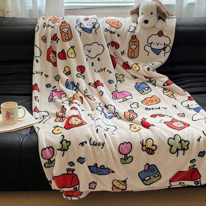 Chăn vải flannel in họa tiết, mềm mại, nhẹ, dùng được cả bốn mùa, thích hợp dùng cho phòng điều hòa, chăn ấm di động cho phòng ngủ sinh viên, trang trí ghế sofa.