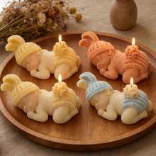 Sleeping Baby Silicone Scented Candle Mold DIY Wear Knitted Hat Angel Gypsum Sculpture Mold Handmade Soy Wax Crafting Home Decor - A - View 9