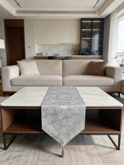 1PC, Grey 2D Flat Table Runner & Tablecloth With 3D Floral Pattern. Designed As Party Table Runner.Runner Tavolo, Runner Tavolo Moderno, Runner, Tavola, Tavola Moderno, Centrini Per Mobili, San , San .Party Table Runner Supplies, Party Decoration Props. Perfect For Family, Garden, Courtyard Holiday Dining Table And Party Decorations. Multi-Purpose, Multiple Sizes Available.