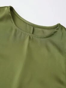 Women Satin Silk Lace Trim Mini Dress Sleeveless Crew Neck Loose Fit Tank Dress Elegant Straightline Short Dresses Summer Loung Sleep Pajama Dress Casual Daily Going Out Dress Streetwear - 綠色 - 查看 8