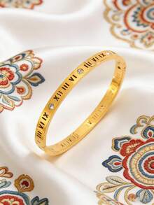 4/1 pieza Conjunto de joyas doradas, pulsera elegante y refinada de acero inoxidable y cobre mezclados, adecuada para citas, fiestas, viajes diarios, regalo romántico del Día de San Valentín con motivos clásicos de infinito y nudo, acentos lineales y acabado pulido, pieza versátil y pulida que se integra sin problemas del trabajo al fin de semana, diseñada para agregar un toque de encanto atemporal a tu guardarropa diario - Dorado - Ver 5