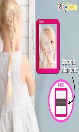 Playbees Magnetic Locker Mirror - Pink - Ideal For School Locker, Bathroom, Refrigerator, Office Cabinet, Workshop Toolbox, Home Use, Locker Accessory - 5" X 7"