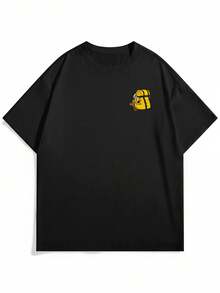 Strevion OBM Men X TOM & JERRY 男士休闲百搭简约旅行汤姆和杰瑞元素印花短袖T恤 - 黑色 - 查看 2