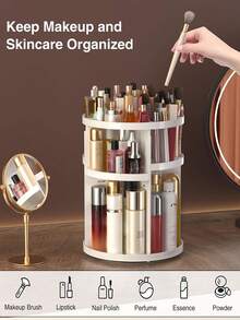 1pc 360° Rotating Makeup Display Rack, Transparent Cosmetic Storage Box, Multi-Functional Bathroom Makeup Brush Holder, Perfume Rack, Vanity Table Lipstick And Skincare Storage Box, Cosmetic Makeup Display Organizer, Suitable For: Countertop, Bathroom Vanity, Makeup Room. Suitable For Ladies, Mother's Day, Valentine's Day Gift - Multicolor - View 8