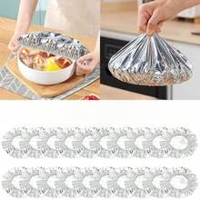 15/30片装铝箔食品盖 - 耐热、防漏、食品级、可重复使用的保温盖，高温材质，褶皱设计，使用方便，保持食物新鲜 - 淺灰色 - 查看 3