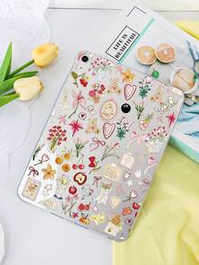 1个TPU软壳，带可爱贴纸图案，兼容iPad Mini1/2/3/Mini4/Mini5/Mini6/Mini7/Air/Air2/9.7/10.2/10.5/Air4/Air5/10.9/Pro 11英寸/第十代/Air 11英寸 (M3) 2025/Pad (A16) 11英寸第十一代 2025、A7/A8，轻薄超薄软壳，卡通/个性化/创意/可爱TPU平板电脑保护套，透明无笔槽 - 彩色 - 查看 4