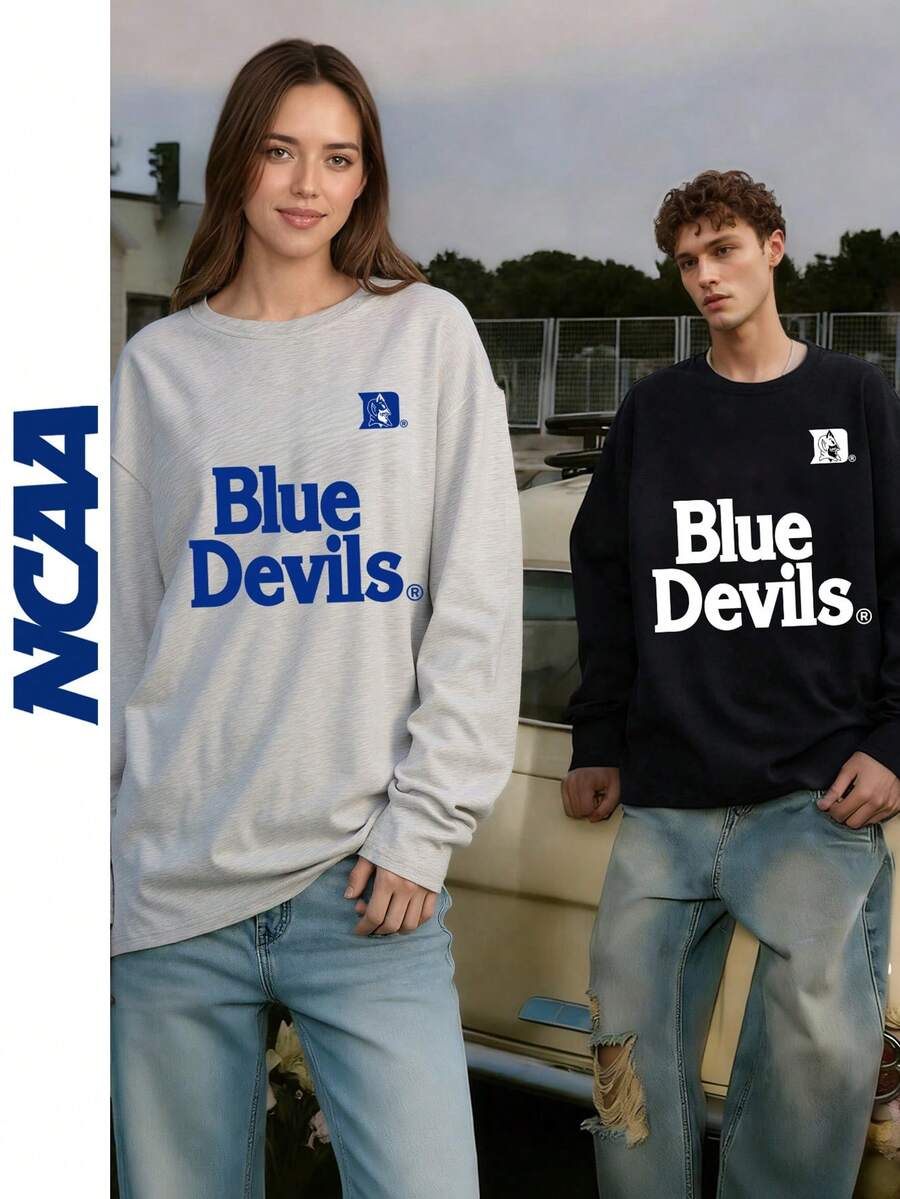 Matching Outfits For Couples, Unisex Long Sleeve T-Shirts With Front And Back Prints, Casual Streetwear And College Style, Suitable For Young And Mature, Spring, Summer, Autumn, Gifts For Boyfriend, Girlfriend, Husband, Wife, Anniversary - Light Grey - View 1