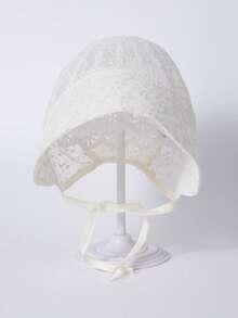TUTUYA Sombrero de princesa para bebé, gorra de bebé de material suave y transpirable, sombrero de sol con ala ancha bordado en 3D, sombrero pequeño y ligero - Beis - Ver 10