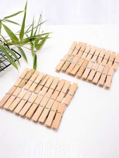 20pcs/40pcs/60pcs Bamboo Clothes Pins/Heavy Duty Wooden Clothespins For Household And Outdoor Use, Suitable For Crafts, Photo Organization, Classroom And Office Supplies