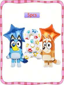 Bluey Party Balloons Party Decorations Cute Polka Dot Footprints Birthday Numbers 1-9 Party Decorations Party Small Gift Bluey Character Birthday Balloon Set Beautiful Balloon Party Arrangement - Multicolor - View 19