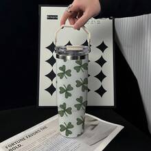 1个/4个装 30盎司不锈钢保温咖啡杯，圣帕特里克节三叶草图案，大容量，带提手，方便携带，适用于咖啡、果汁和茶，情侣礼物，节日或生日礼物，送给家人和朋友 - 彩色 - 查看 12