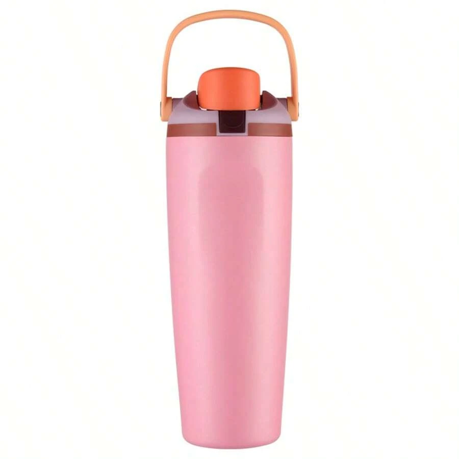 Sway 30oz/887ml Tumbler Cup Coffee Mug Stainless Steel Portable Vacuum Flask Cold Hot Sport Cup Car Cup With Straw Travel Mug Insulated Cup - 粉色 - 查看 1