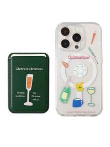 1个透明磁吸法式晚餐手机壳 + 磁吸PU皮革卡套 TPU防震手机壳，适用于 11/12/13/14/15/16/17/PROMAX - 無色 - 查看 1