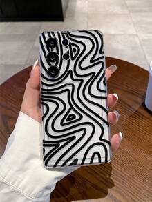 1 Stück modischer, kreativer Handyhülle mit asymmetrischem Streifenmuster, Vollbildschirm, transparentem Luftpolster-TPU-Material, stoßfest, geeignet als Urlaubsgeschenk, kompatibel mit Samsung Galaxy S22/23/24/25/A05/A05S/A53/A54/A55 und anderen Modellen - Verschiedenfarbig - Übersicht 2
