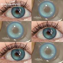 Eyeshare 1副彩色隐形眼镜，适用于眼睛，年抛型，自然棕色镜片，灰色镜片，粉色镜片，紫色镜片，软性隐形眼镜 - THIRA-BLUE - 查看 8