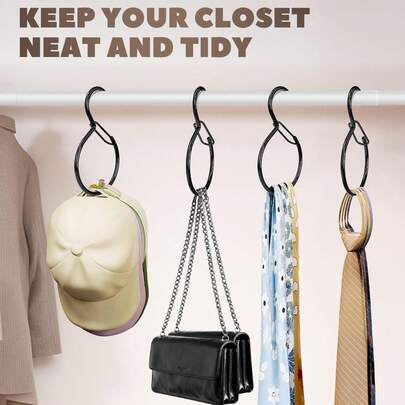 Windproof S Hook Heavy Duty Metal Hanger For Inside And Outside Use - Rust-Resistant Spring Clip Hanger With No Drill Required, Sturdy Metal Construction, Ideal For Bathroom, Kitchen, Balcony, Laundry, Garage, And Closet Organization, Durable Hanging Solution With Versatile Towel, Bag, Utensil, Coat, Cap, And Accessory Display, Space-Saving, Weather-Resistant Finish, Easy Install, Practical Home Organization For Tidy, Stylish Spaces