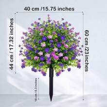 2 Pack Artificial Boxwood Topiary Ball Tree With Spikes,Outdoor UV Resistant Fake Bushes Plants Flowers,Faux Shrubs Gre1enery For Planters Yard Porch Pathway Office Spring Decor - Purple - 紫色 - 查看 5