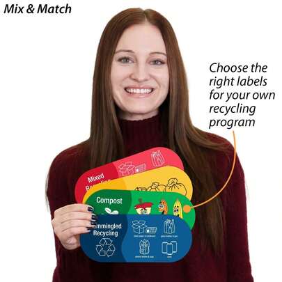 1pc Random Color Coded Recycling Bin Sticker | Waterproof Vinyl Waste Sorting Labels | Adhesive Decals For Home, Office And Commercial Waste Management