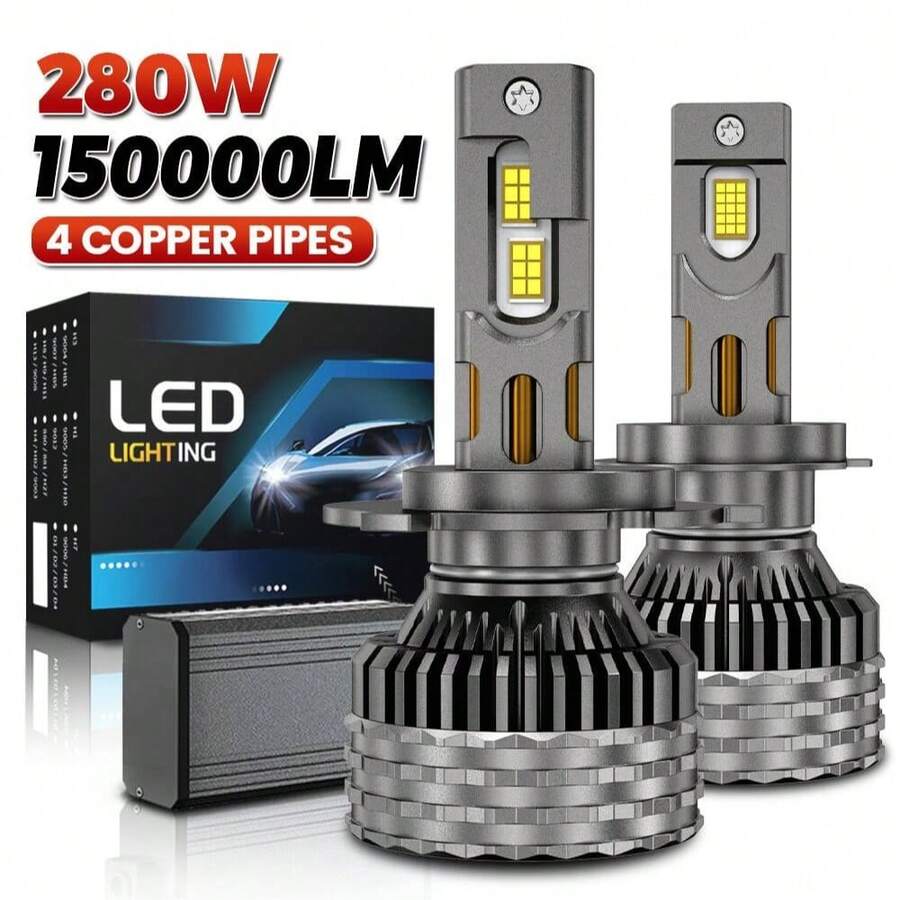 HYNBYZJ 2pcs H4 H7 LED Headlight Bulb H1 H3 H11 9005 HB3 9006 HB4 9012 9007 H13 Auto Headlamp 150000LM Super Bright CSP Driving Headlamp Bulb Turbo Fog Lamp 12V 24V