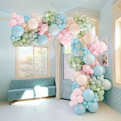 127pcs Soft Spring Color Balloon Arch Set, Pink Green Blue Balloons, Suitable For Easter, Spring Theme Tea Party, 1st Birthday Baby Shower Decoration
