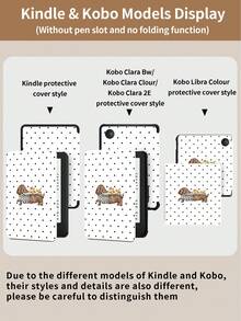 Husă pentru tabletă cu buline, căței pufoși, desene animate, compatibilă cu iPad 9.7/10.2/10.5/10.9/12.9/Pro 11, a 10-a generație, compatibilă cu Samsung Galaxy Tab S6 Lite 10.4 inci, compatibilă cu Kindle Paperwhite a 12-a generație 2024, Kindle (a 11-a generație) versiunea 2022, Kobo Clara Color, moale și rezistentă la căderi, suport inteligent/trezire/oprire automată - Multicolor - Vizualizare 10