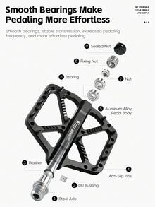 WEST BIKING Downhill Pedals CNC Aluminum Alloy 24 Replaceable Pins Dual Bearing DU Bushing Sealed Waterproof Design For MTB DH BMX Freeride Cycling - Multicolor - View 3