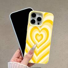 Funda para teléfono con patrón de corazón amarillo compatible con  17,  16 Pro Max,  15 Pro Max,  13 y  12. Fabricada en material de TPU que proporciona protección contra golpes y caídas. Un gran regalo para familiares, amigos, amantes, novios/novias y el Día de San Valentín. - Amarillo - Ver 5