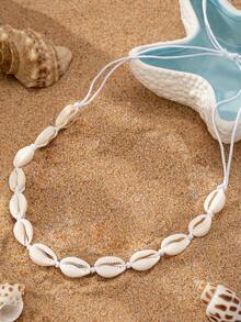 1 chiếc vòng cổ vỏ sò hình dáng bãi biển mùa hè, trang sức thủ công phong cách Boho Bohemia dành cho nữ, thích hợp cho kỳ nghỉ. - Vòng cổ vỏ sò - Xem 2