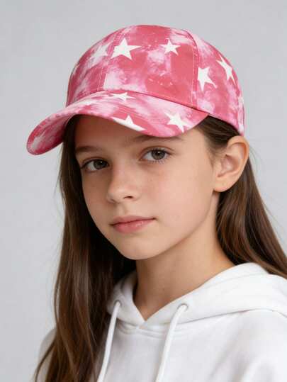 1pc Kids Tie Dye Star Pattern Sun Protection Casual Baseball Cap For Daily & Outdoor