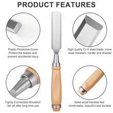 Juego de 4 Cinceles de Madera (1/4", 1/2", 3/4", 1"), Cinceles de Acero de Aleación de Cromo con Borde Biselado, Cinceles de Madera para Trabajos en Madera, Mango de Madera Dura Ergonómico con Virola de Metal - Multicolor - Ver 5