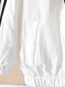 2pcs Boys' Fashionable Casual Striped Collar Jacket And Shorts Set - White - View 5