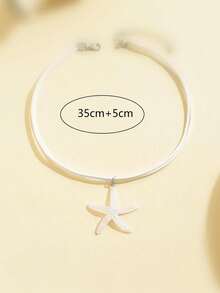 1pc Acrylic Starfish Pendant Necklace, Suitable For Women's Daily Wear And Summer Beach Vacation - Beige - View 4