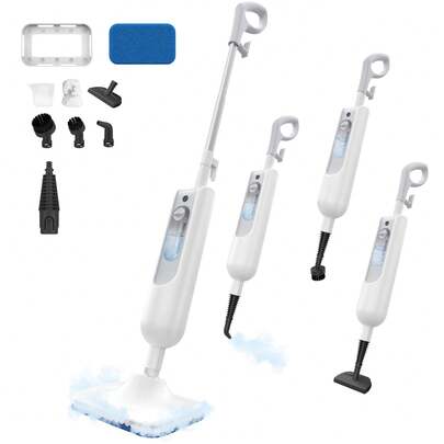 INSE 10 In 1 Scrubbing Steam Mop For Floor Cleaning, Lightweight Spin Mop With 2 Steam Level, Flexible Angle Adjustment, Handheld Steam Cleaner Machine For Hardwood/Tile/ Laminate Floors/Windows/Sofa/Wall For Deep Cleaning Whole Home Use