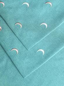 Moon Embroidered Abaya, Middle Eastern Arabic Muslim Robe - Light Blue - View 4