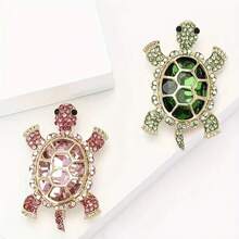 1pc Turtle Brooch - Lucky Elegant Lapel Pin Suitable For Suit Jacket Coat, Wearable Boutonniere For Turtle Lovers, Party & Daily Accessory, Year-Round Decoration (No Coating) - 綠色 - 查看 10