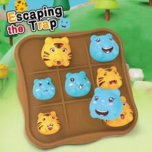 儿童益智玩具井字棋游戏板，卡通老虎和熊图案，桌面双人游戏，节日礼物 - 趣味井字棋 - 查看 4