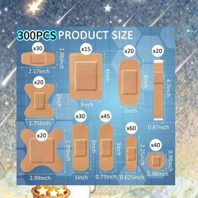 300/40/20 Pcs Extra Large Capacity High Elastic Non-Woven Hemostatic Bandage Set, Combination Of Various Sizes Of Wound Dressing, Elastic Bandage, Elastic Fabric Bandage, Thick Non-Woven Fabric, High Elasticity, Better Wound Protection, Suitable For Home And Outdoor Emergency Backup Super Waterproof Breathable Bandage, Ideal For Emergency Wound Care, Made Of PE Material, Suitable For Sports Injuries And Outdoor Activities.