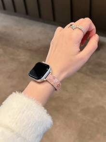 1条中国风花卉金属表带，兼容38/40/41/42/44/45/46/49mm表带，适用于Ultra/SE/Series 10/9/8/7/6/5/4/3/2/1 - 玫瑰金 - 查看 3