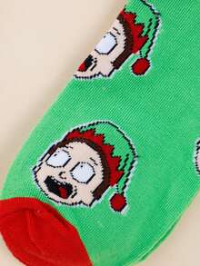 Warner Bros 2 Pairs Unisex Socks With Modi Big Head, Santa Hat And Striped Christmas Elements, Suitable For All Seasons And Christmas Wear - Multicolor - View 7