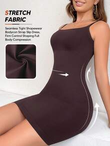 Suprenx Women's Solid Color Adjustable Strap Tummy Control Shapewear Jumpsuit - Maroon - View 5