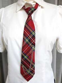 1条格子链条朋克风领带，适合休闲、街头、学院风、毕业照等场合。 - 彩色 - 查看 6