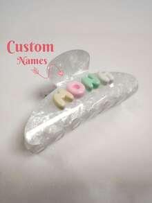 1个定制发夹，可定制发爪，伴娘发夹，结婚礼物，新娘礼物，个性化发夹，可定制名字，新娘发爪夹，耐用，色彩缤纷，可爱，迷人，趣味十足，卡哇伊，Y2K风格，时尚，男女皆宜，休闲，定制，独特，个性化，送给他的理想礼物，送给她的理想礼物，男朋友，女朋友，家人，朋友，定制发饰，森林色调 - 白色 - 查看 9