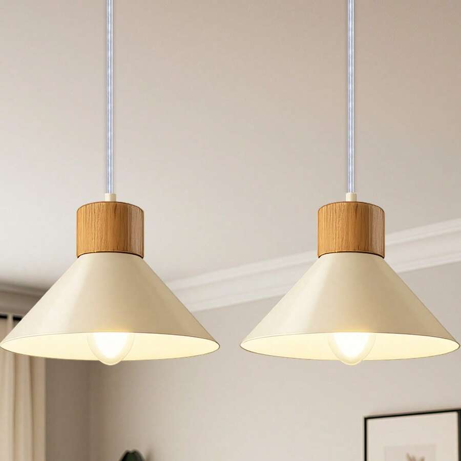 Illustrious Home KIT 2 Modern Ceiling Pendant Light For Living Room Kitchen - trắng - Xem 1