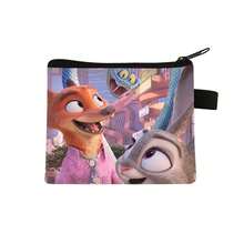 1个迪士尼疯狂动物城2尼克和朱迪卡通人物可爱零钱包，时尚简约设计，疯狂动物城主题，可用作耳机盒，多功能挂件零钱包钥匙扣 - 彩色 - 查看 7