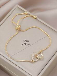 1条优雅迷人的心形闪亮立方氧化锆链手链，适合女性和女孩日常佩戴和生日礼物 - 彩色 - 查看 4