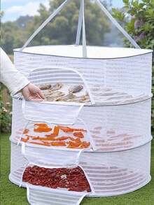 1pc Portable Foldable Multi-Function Food Drying Basket With Windproof Mosquito Net Cover, Suitable For Drying Vegetables, Fruits And Dried Fish Snacks - Multicolor - View 8