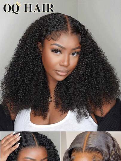 OQ Hair 200% Density 18-30 Inches Salon-Quality Kinky Curly Wear Go Glueless Wig Pre-Cut 7x5 Transparent Lace Front Wig Natural Black Long Wig Pre-Plucked Hairline Beginner Friendly, No Glue Needed, 100% Human Hair Wig, Long-Lasting Breathable Cap, Lightweight And Comfortable For Daily Wear, Minimal Shedding, Invisible & Seamless, Natural Looking, Daily Use Office Ready Party Style Y2K Baddie Vacation Outfits Outdoor Sunday's Best Cosplay Campus School Holiday Back To School Wedding Festival Ready Date Night Glam Wig For Women