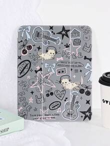 1 件装平板电脑保护套，带耳机，猫咪涂鸦设计，适用于 iPad 10/11/10.2/10.5/Air4/Air5/10.9/Pro11/Air 11 英寸 (M2)-2024/Pro 11 英寸 (M4)-2024/iPad Air 11 英寸 (M3) 2025/iPad (A16) 11 英寸第 11 代 2025/Mini6/Mini7/Air1/Air2/9.7/Tab A8 10.5 英寸 2022，内置笔槽，三折支架，磁吸式睡眠/唤醒功能，简约/创意/独特/趣味/可爱/小众设计 - 彩色 - 查看 2