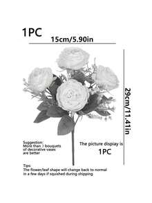 1PC Artificial Flowers Peony Silk Bouquets Fake Plants For Spring Autumn Decorations,Wedding Vase For Home, Dining Room,Bathroom,Kitchen, Bedroom Decorations, Mother's Day,Festival Birthday Party Accessories, Outdoor Garden Decorations - Mauve Purple - View 3